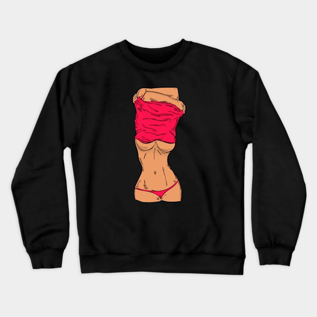 18+ Undressing Woman Crewneck Sweatshirt by alexwestshop